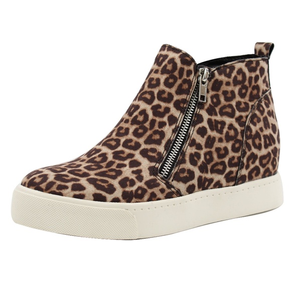 Oat Cheetah Hidden Wedge Rubber Sole Sneaker - Picture 2 of 8